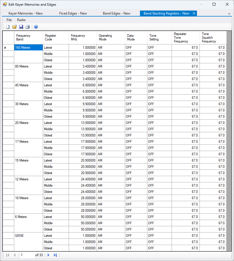 Image of the band stacking registers dialog