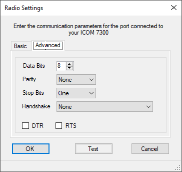 Advanced COM port settings dialog