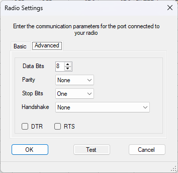 Advanced COM port settings dialog